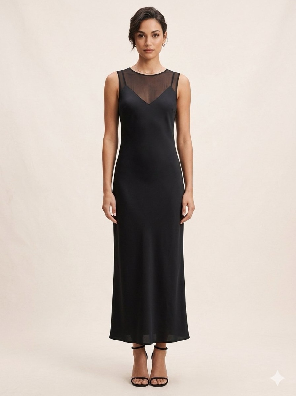 Future Collective Sleeveless Mixed Media Ankle Slip Dress Medium